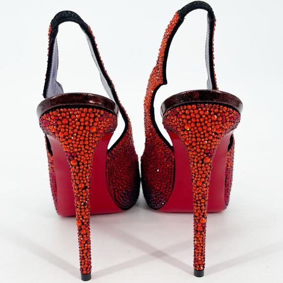 Christian Louboutin Hot Chick Limited Edition Ombre Strass Slingback Heels 38.5 - Picture 9 of 12
